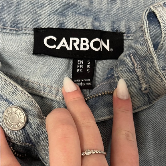 Carbon Light Blue Distressed Jean Shorts - Picture 2 of 3